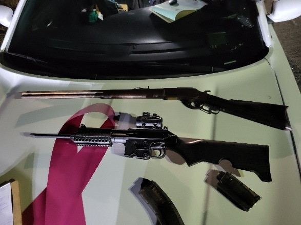 The firearms,recovered from Pilcher’s vehicle.