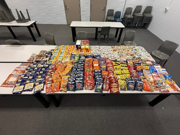 commissary items seized during undercover operation at the Sheriff Perry Hall Inmate Detention Facility.