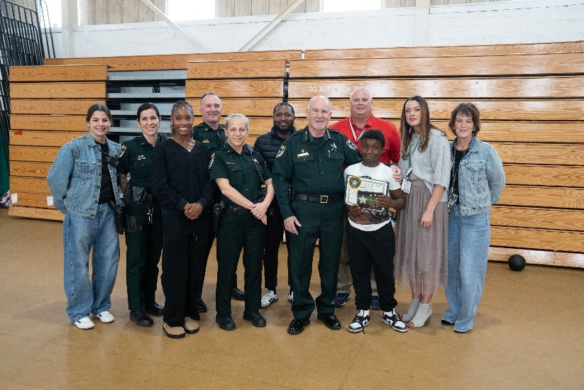 LeVadre “Julio” Brock receives Sheriff Rick Staly’s “Great Kid” Award for January 2026.