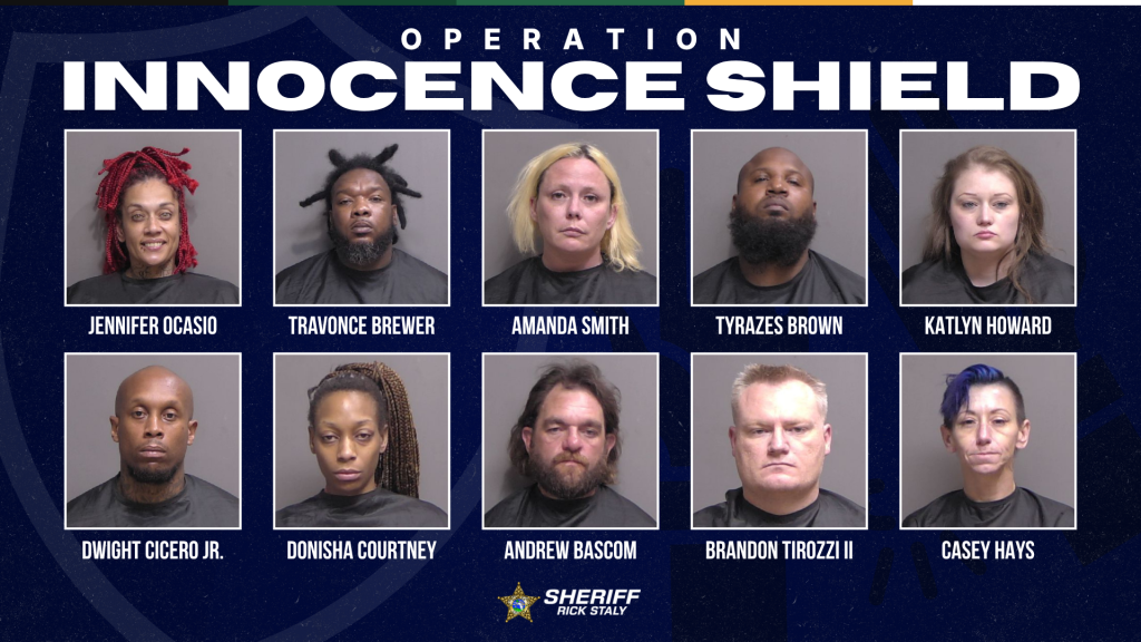 Arrests graphic with 10 mug shots